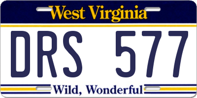 WV license plate DRS577