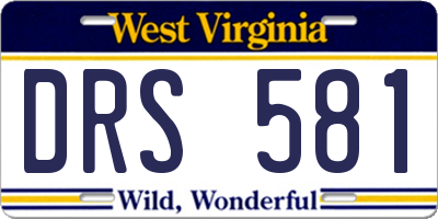 WV license plate DRS581