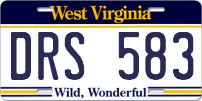 WV license plate DRS583