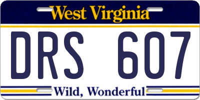 WV license plate DRS607