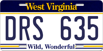WV license plate DRS635