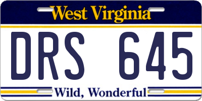 WV license plate DRS645