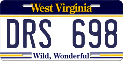 WV license plate DRS698
