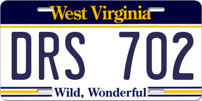 WV license plate DRS702