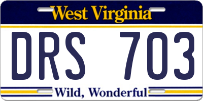 WV license plate DRS703