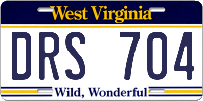 WV license plate DRS704
