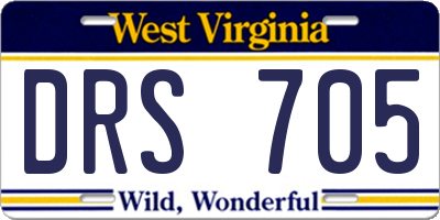 WV license plate DRS705