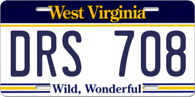WV license plate DRS708