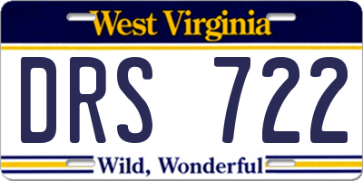 WV license plate DRS722