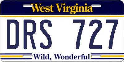 WV license plate DRS727