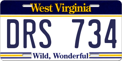 WV license plate DRS734