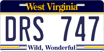 WV license plate DRS747