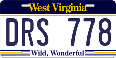 WV license plate DRS778