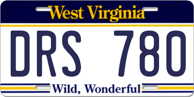 WV license plate DRS780