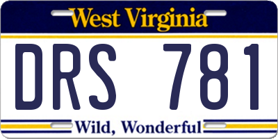 WV license plate DRS781