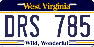 WV license plate DRS785