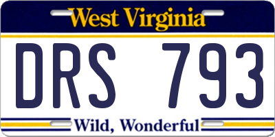 WV license plate DRS793
