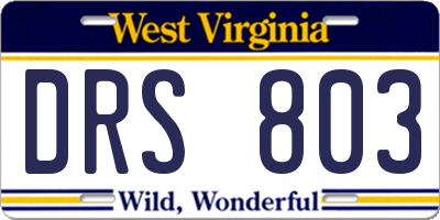 WV license plate DRS803