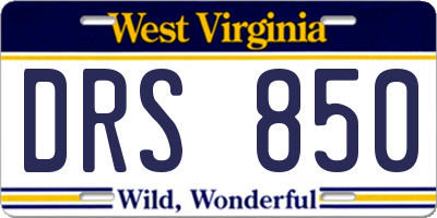 WV license plate DRS850