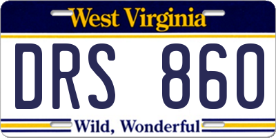 WV license plate DRS860