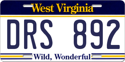 WV license plate DRS892