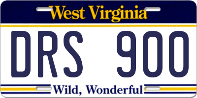 WV license plate DRS900