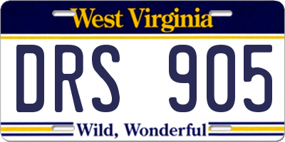 WV license plate DRS905