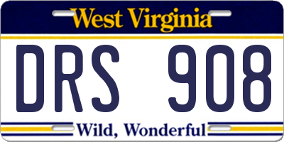 WV license plate DRS908