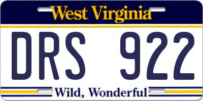 WV license plate DRS922