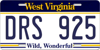 WV license plate DRS925