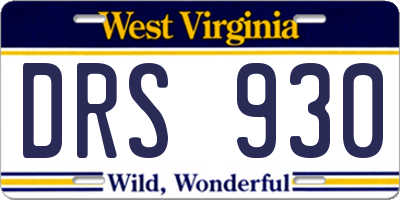WV license plate DRS930