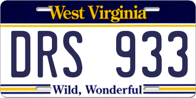WV license plate DRS933