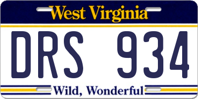WV license plate DRS934