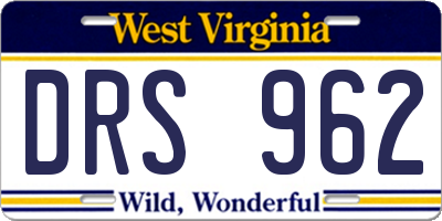 WV license plate DRS962