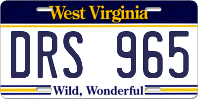 WV license plate DRS965