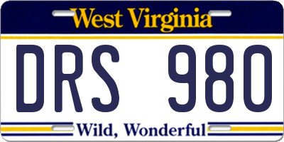 WV license plate DRS980