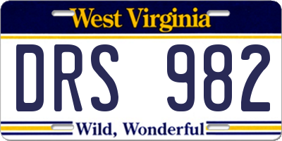 WV license plate DRS982