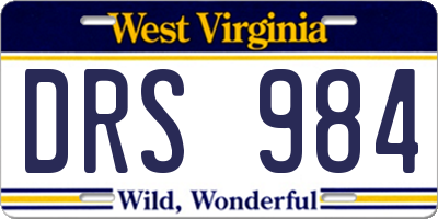 WV license plate DRS984
