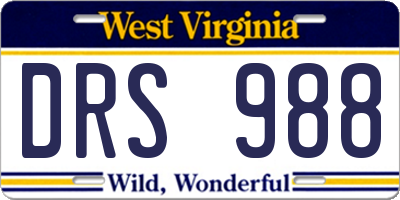 WV license plate DRS988