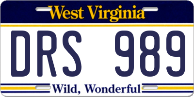 WV license plate DRS989