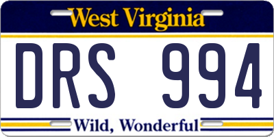 WV license plate DRS994