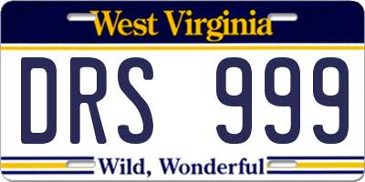 WV license plate DRS999