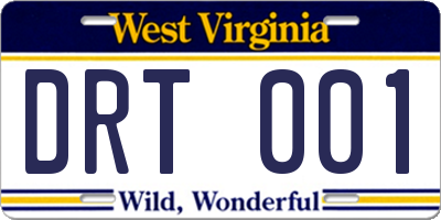 WV license plate DRT001