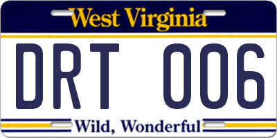WV license plate DRT006