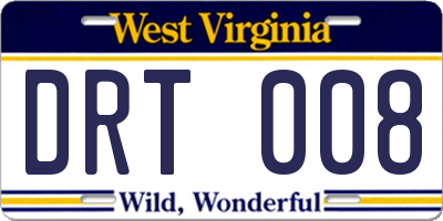 WV license plate DRT008
