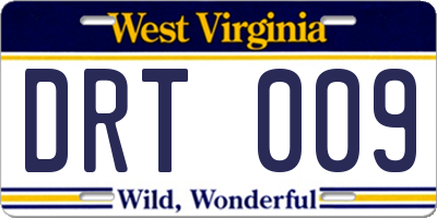 WV license plate DRT009