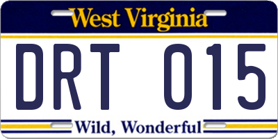 WV license plate DRT015