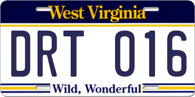 WV license plate DRT016