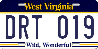 WV license plate DRT019