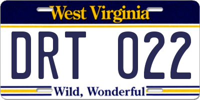 WV license plate DRT022
